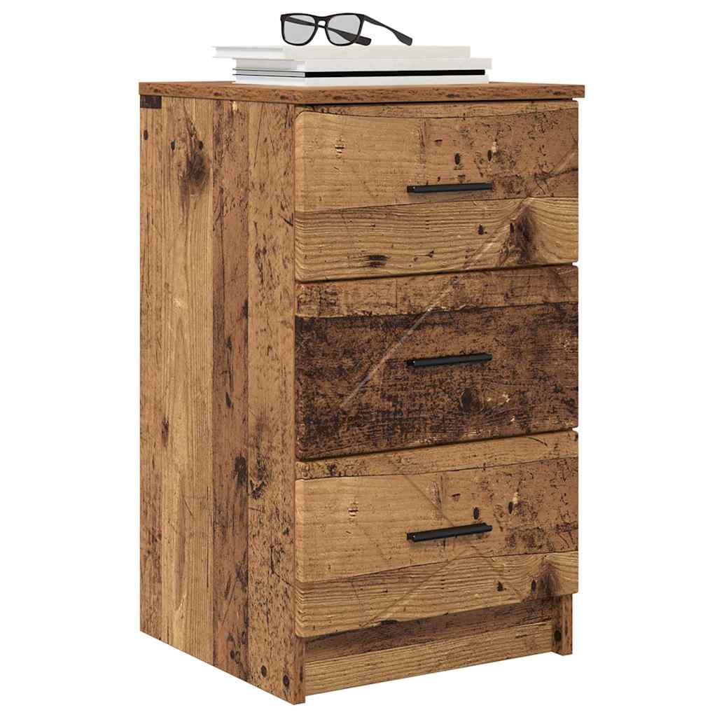 Nachttisch mit Schubladen Altholz 38 x 38 x 66 cm Holzwerkstoff