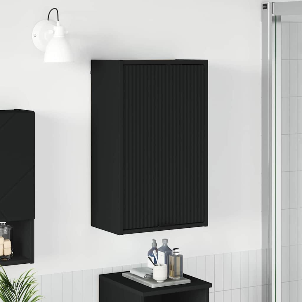 Badezimmerschrank Wandmontiert Schwarz 39 x 23,5 x 65 cm