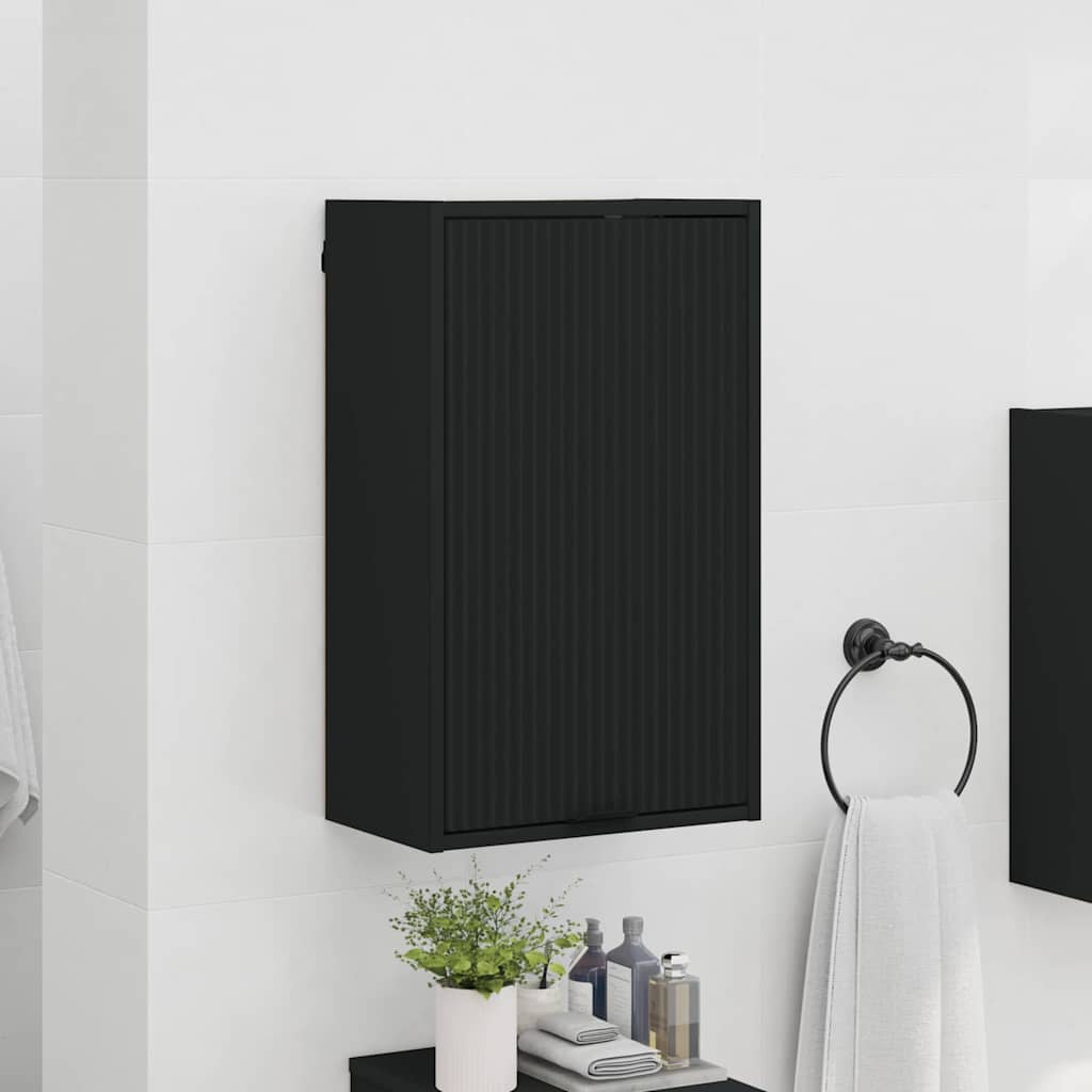 Badezimmerschrank Wandmontiert Schwarz 39 x 23,5 x 65 cm