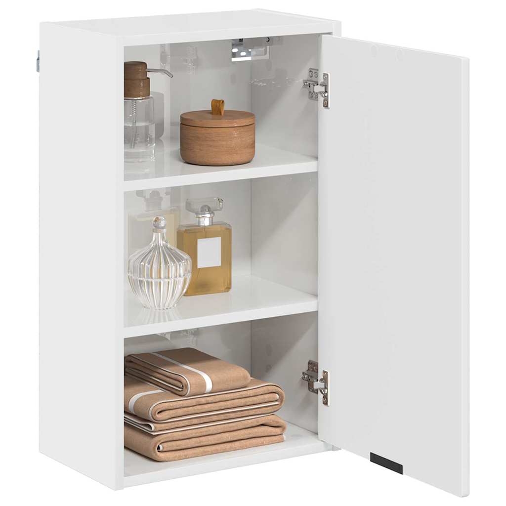 Badezimmerschrank Wandmontiert Hochglanz Weiß 39 x 23,5 x 65 cm