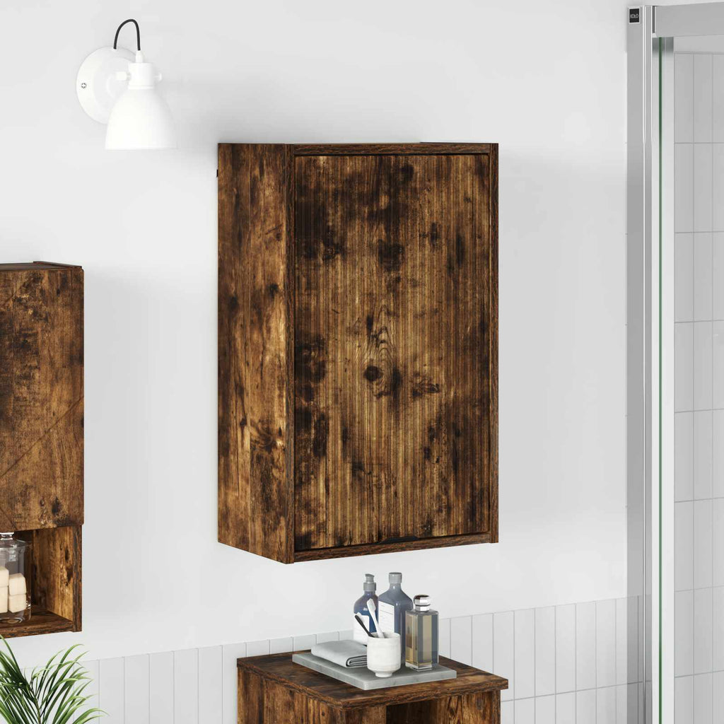 Badezimmerschrank mit Tür Geräucherte Eiche 39 x 23,5 x 65 cm