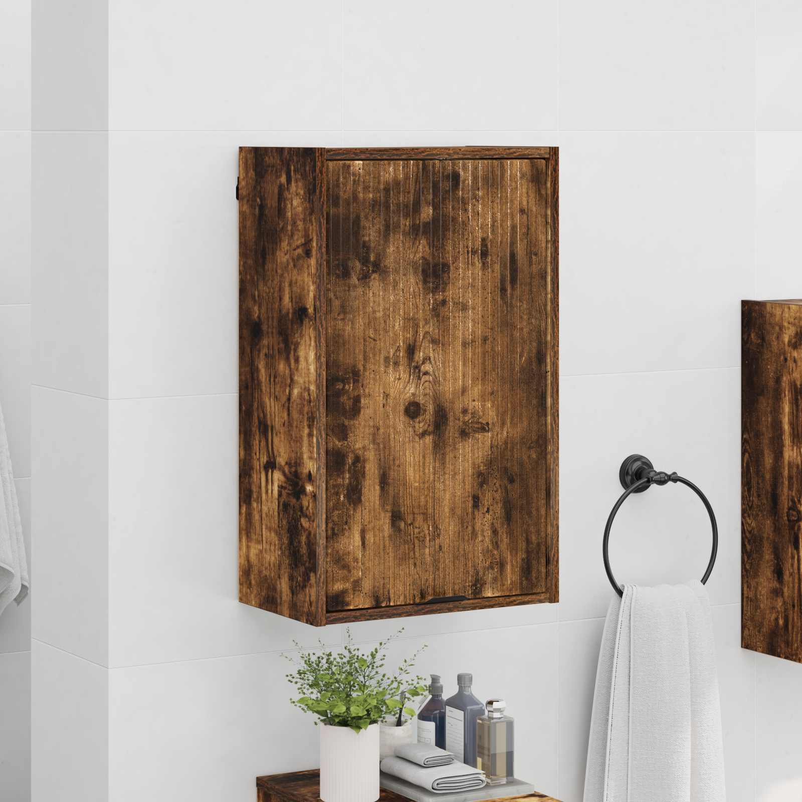 Badezimmerschrank mit Tür Geräucherte Eiche 39 x 23,5 x 65 cm