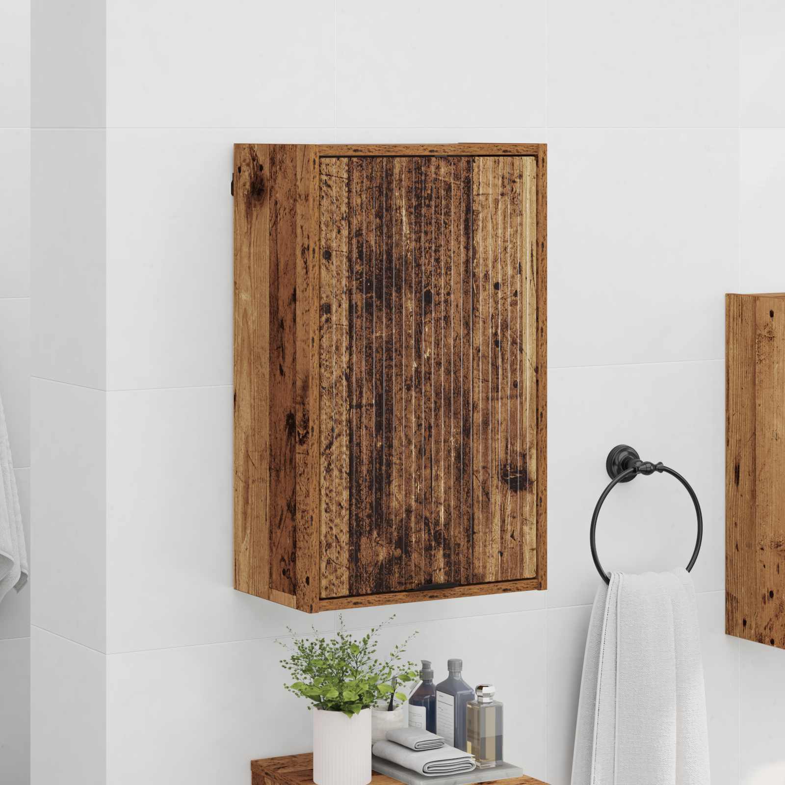 Badezimmerschrank Wandmontiert Altholz 39 x 23,5 x 65 cm