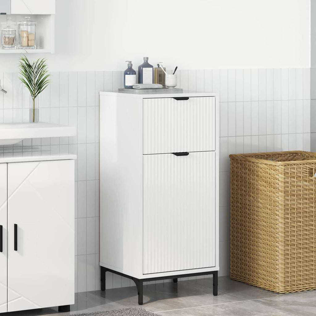 Badezimmerschrank mit Speicher Hochglanz Weiß 39,5 x 36 x 88 cm