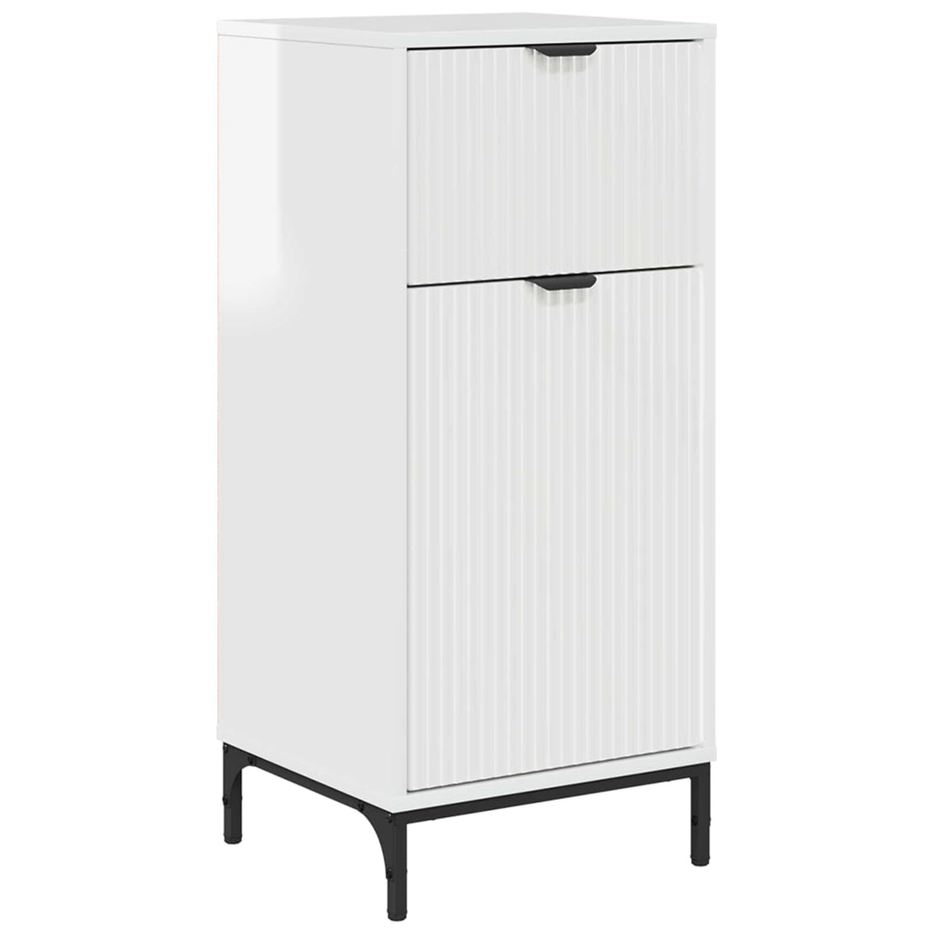 Badezimmerschrank mit Speicher Hochglanz Weiß 39,5 x 36 x 88 cm