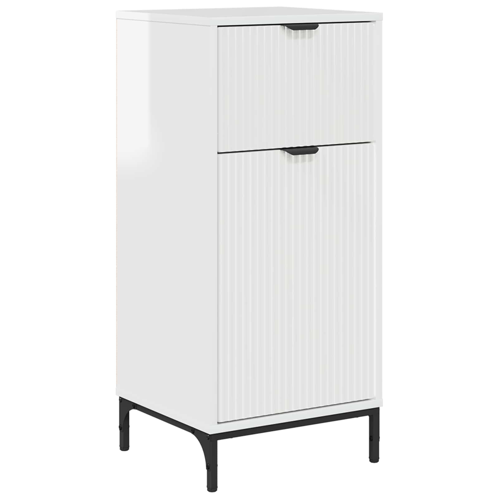 Badezimmerschrank mit Speicher Hochglanz Weiß 39,5 x 36 x 88 cm