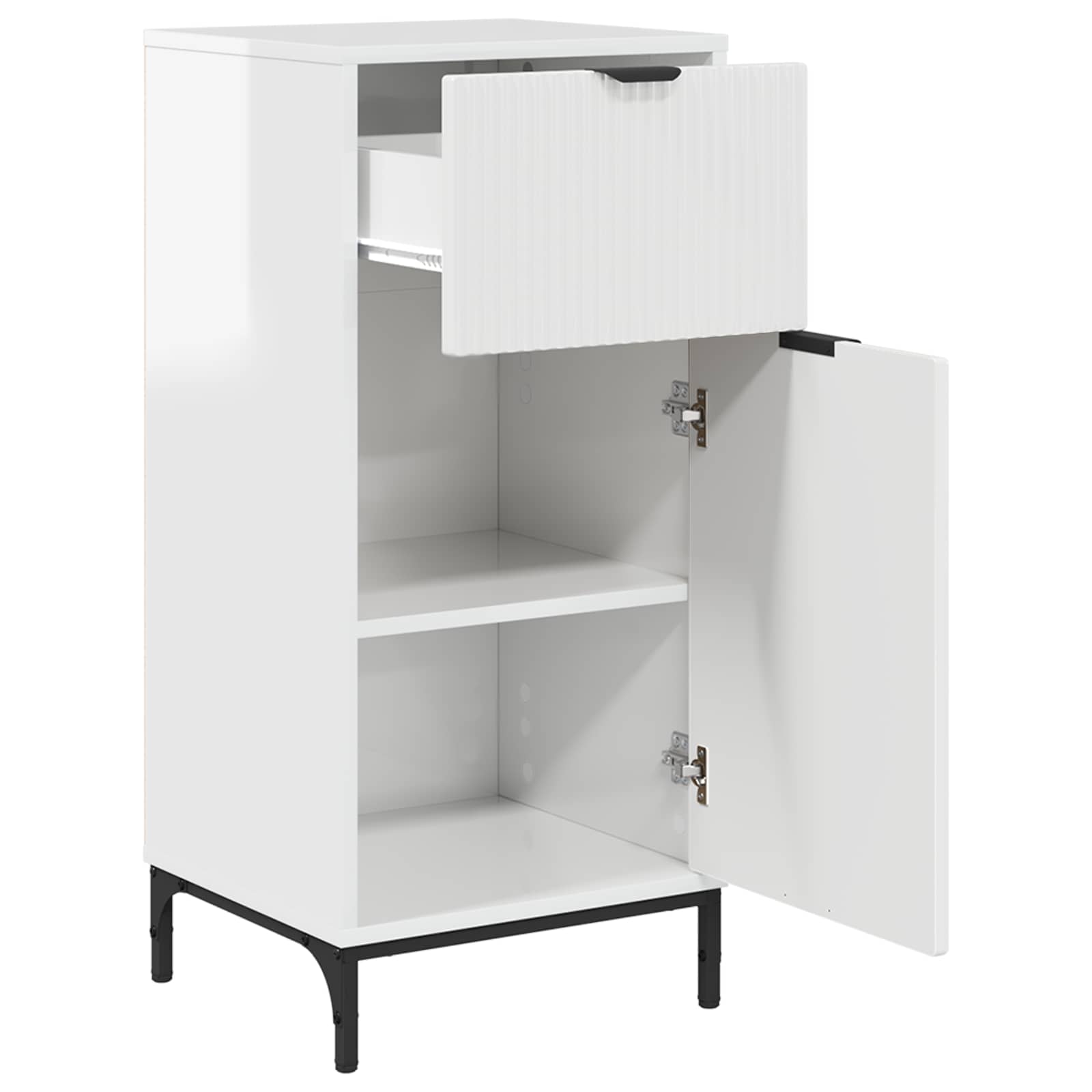 Badezimmerschrank mit Speicher Hochglanz Weiß 39,5 x 36 x 88 cm