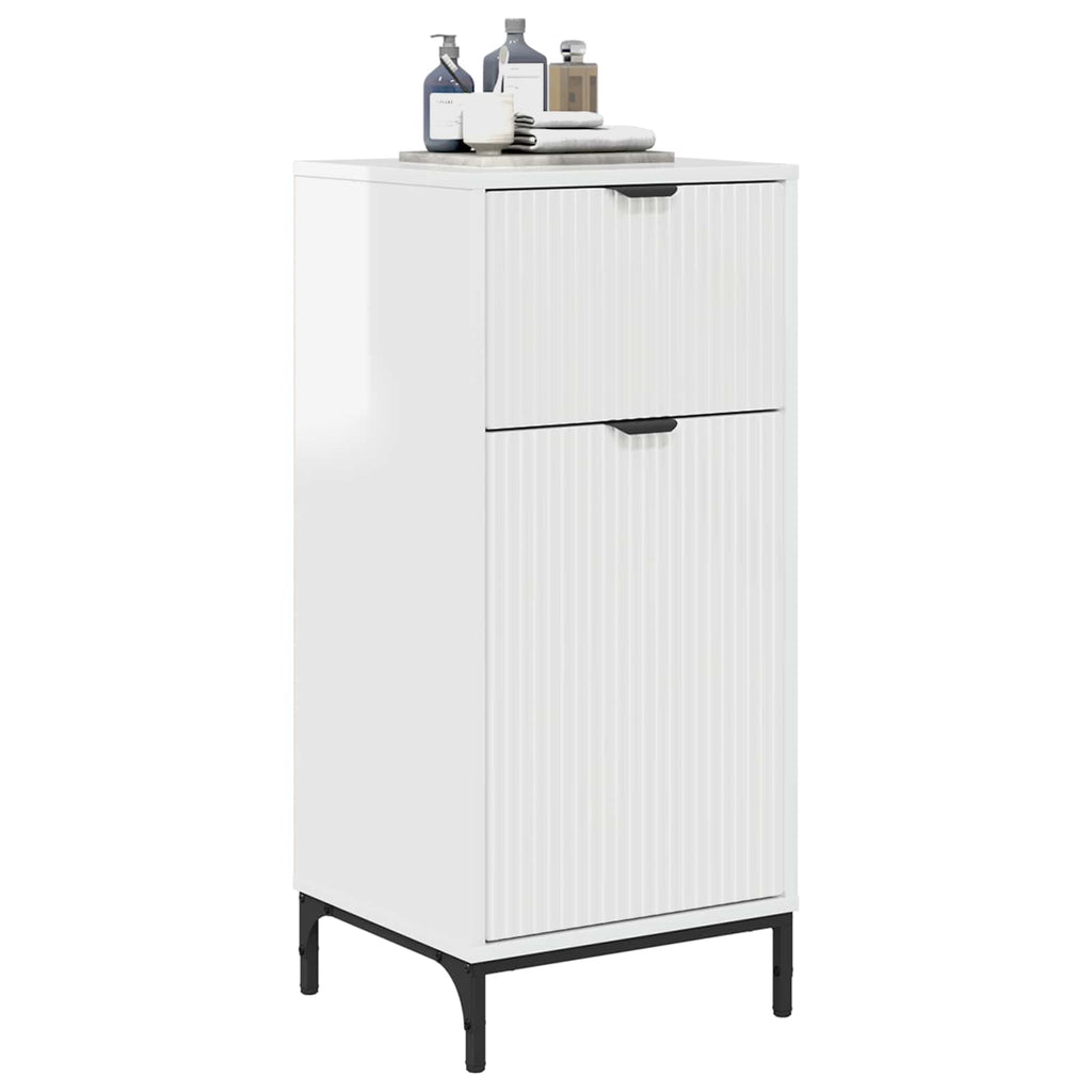 Badezimmerschrank mit Speicher Hochglanz Weiß 39,5 x 36 x 88 cm