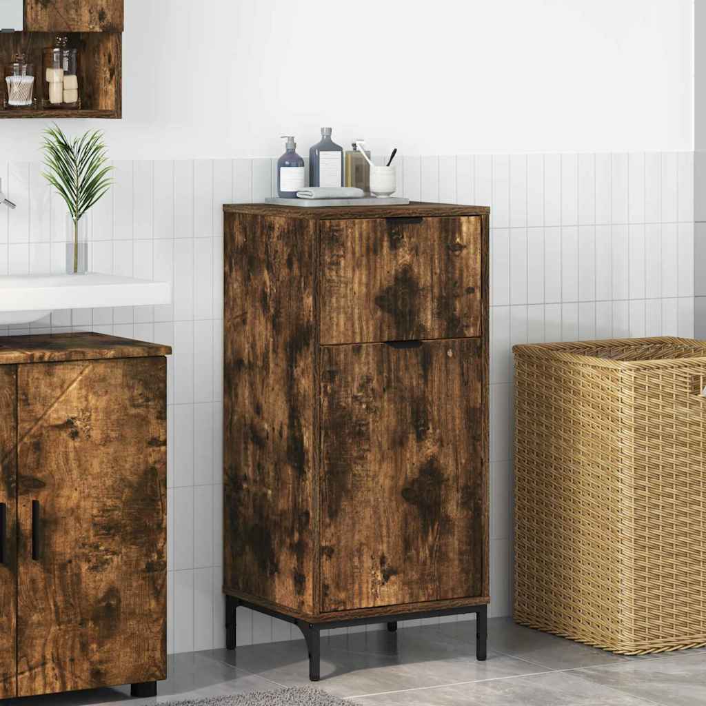 Badezimmerschrank mit Tür Geräucherte Eiche 39,5 x 36 x 88 cm