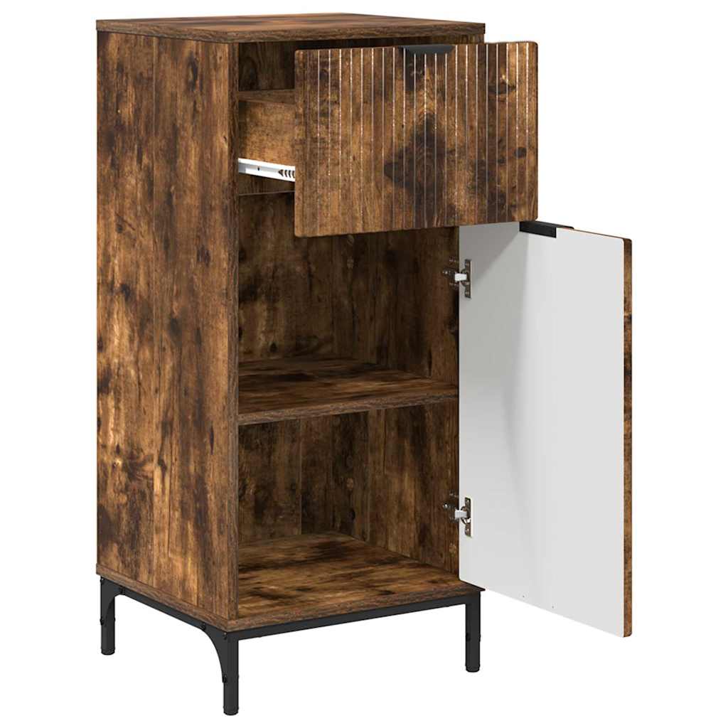 Badezimmerschrank mit Tür Geräucherte Eiche 39,5 x 36 x 88 cm