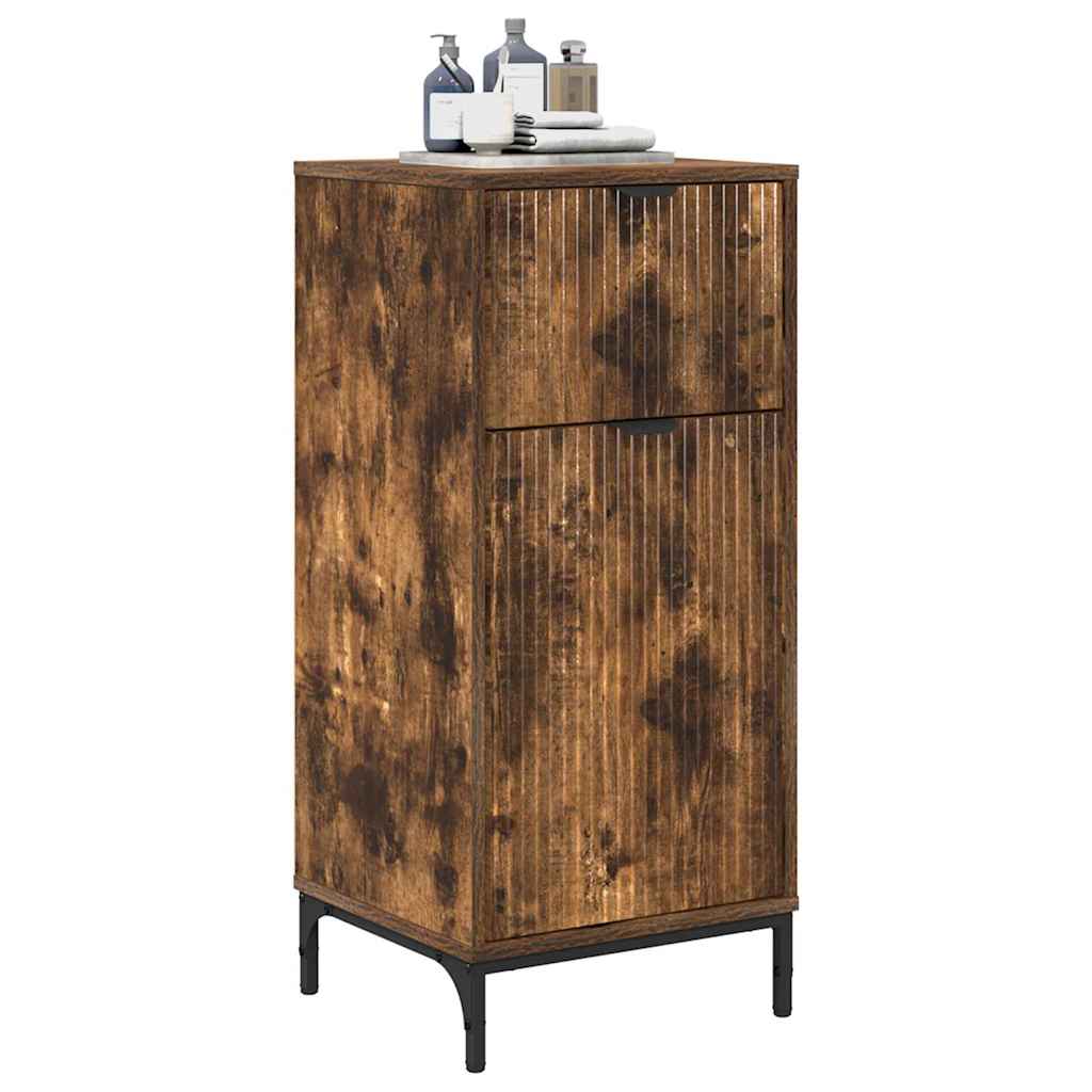 Badezimmerschrank mit Tür Geräucherte Eiche 39,5 x 36 x 88 cm