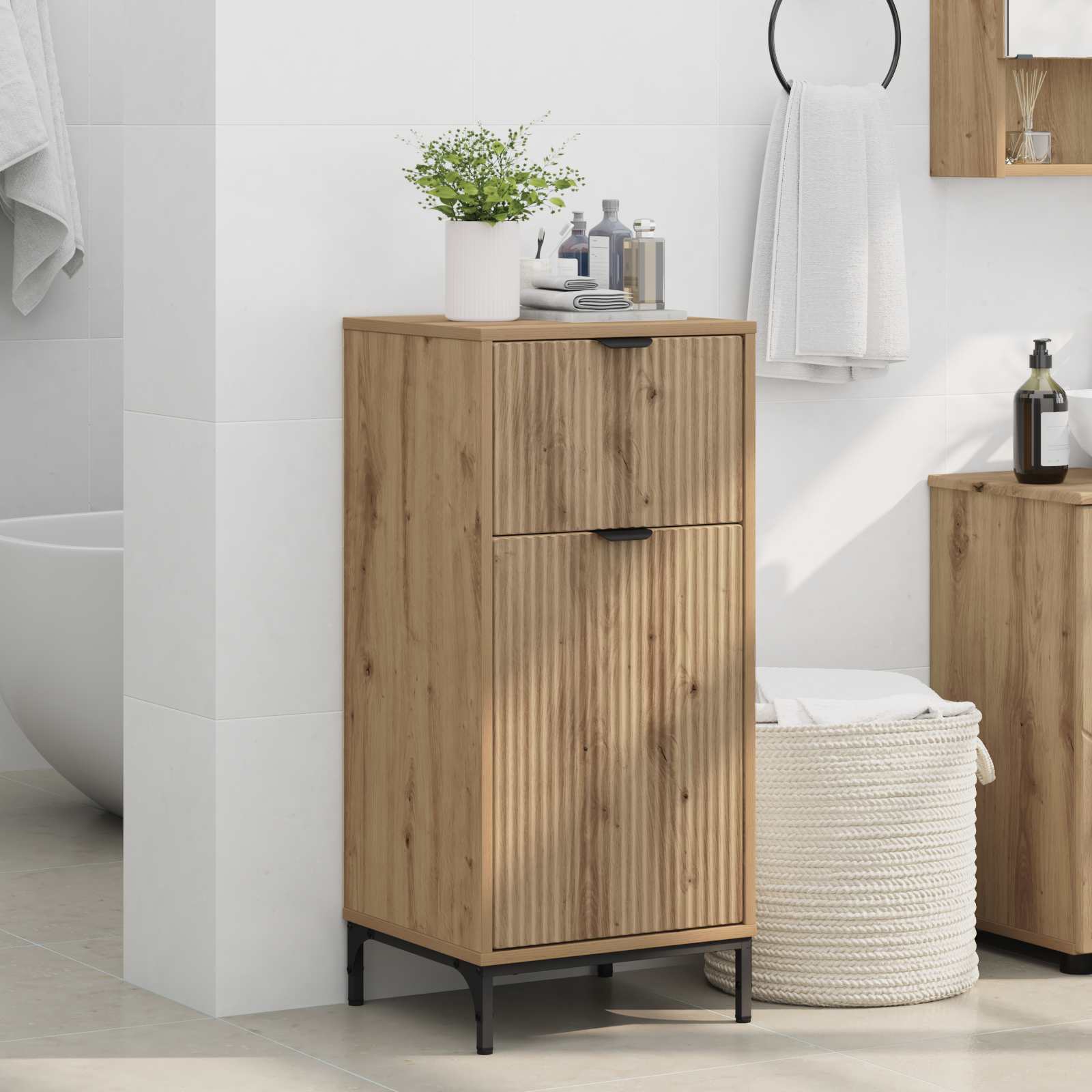 Badezimmerschrank mit Speicher Artisan-Eiche 39,5 x 36 x 88 cm