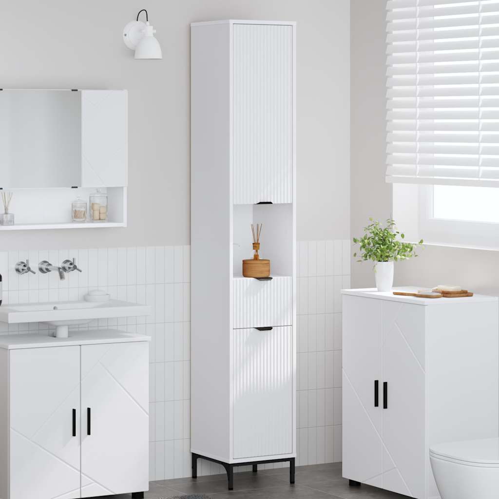 Badezimmerschrank mit Schubladen Weiß 31,5 x 33 x 190 cm