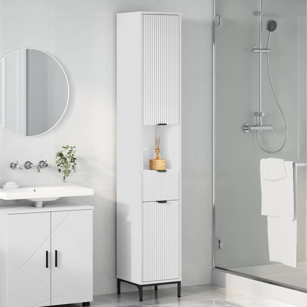 Badezimmerschrank mit Schubladen Weiß 31,5 x 33 x 190 cm