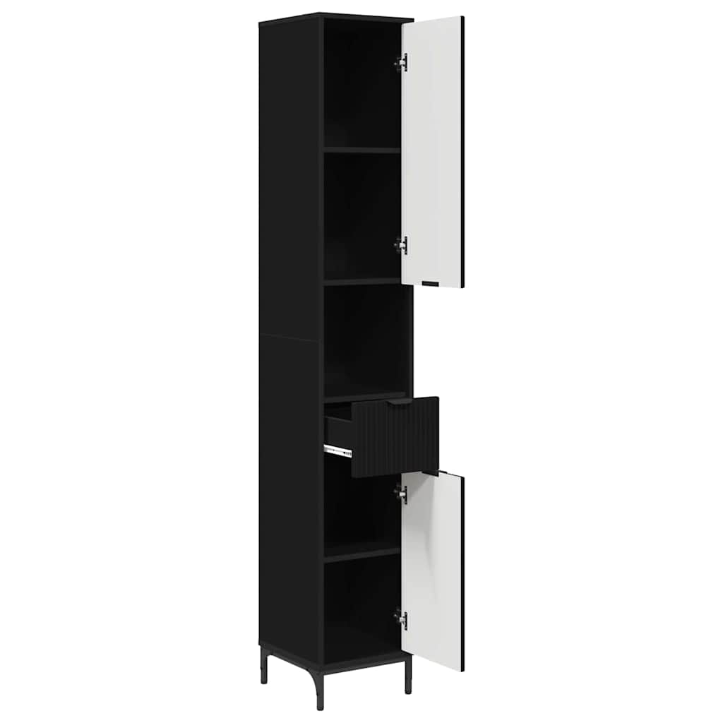 Badezimmerschrank mit Schubladen Schwarz 31,5 x 33 x 190 cm