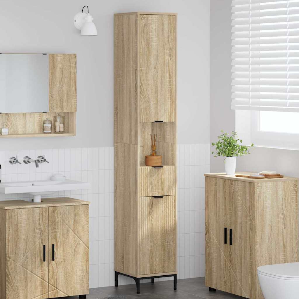 Badezimmerschrank mit Speicher Sonoma-Eiche 31,5 x 33 x 190 cm