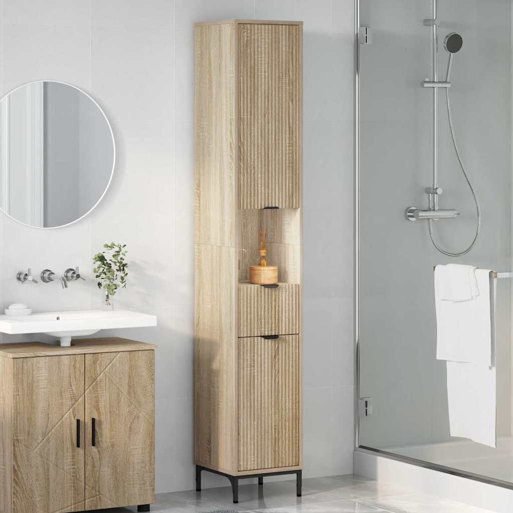 Badezimmerschrank mit Speicher Sonoma-Eiche 31,5 x 33 x 190 cm