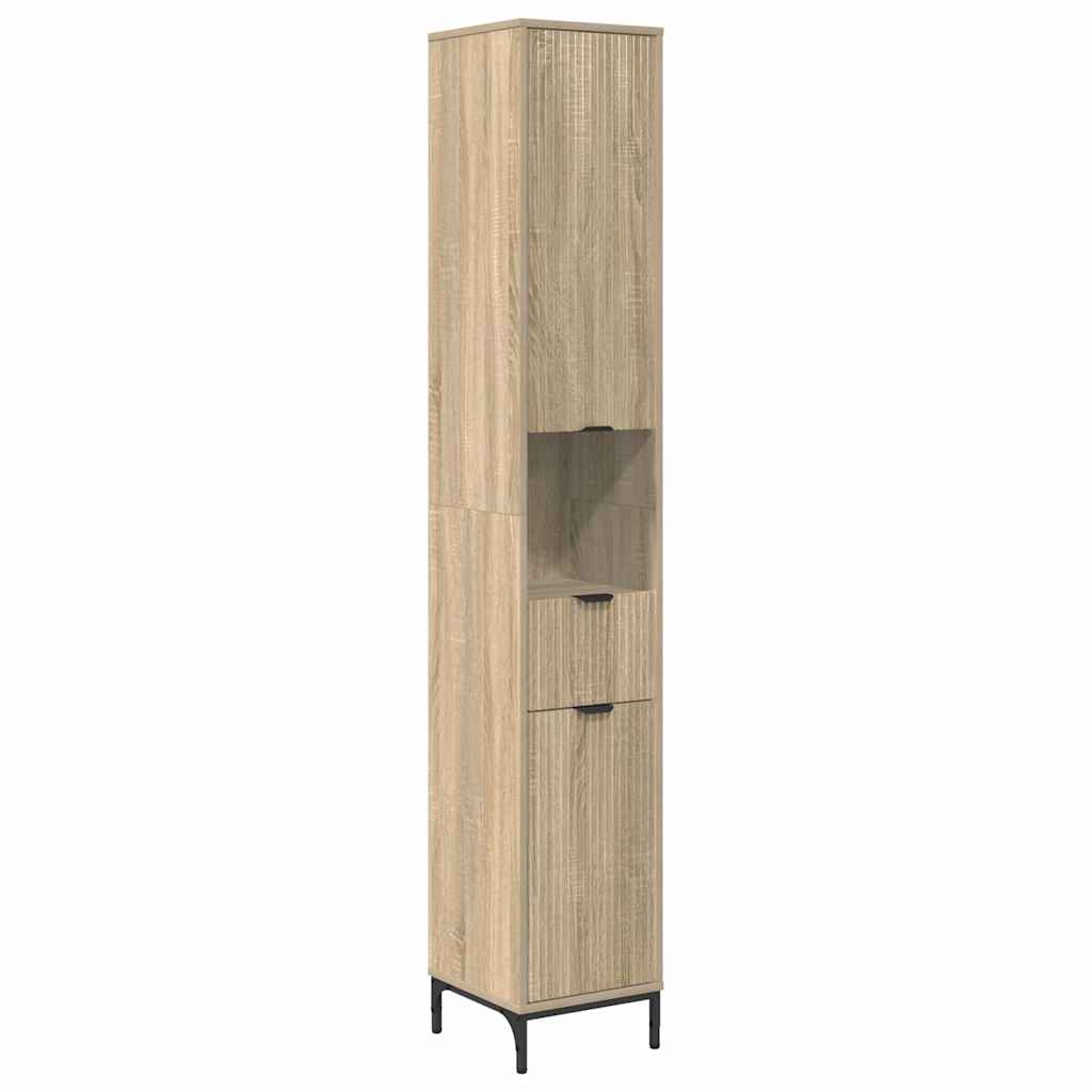 Badezimmerschrank mit Speicher Sonoma-Eiche 31,5 x 33 x 190 cm