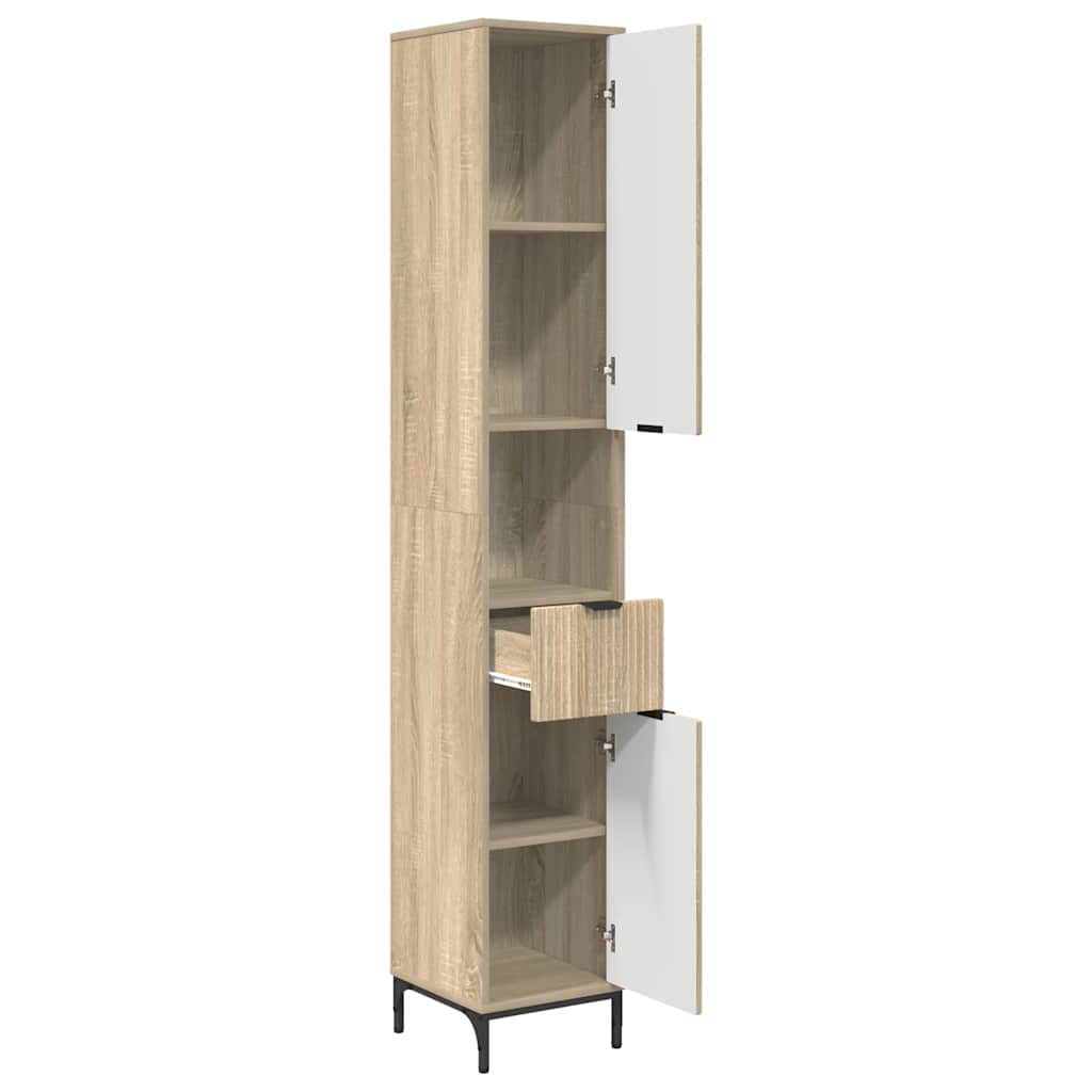 Badezimmerschrank mit Speicher Sonoma-Eiche 31,5 x 33 x 190 cm