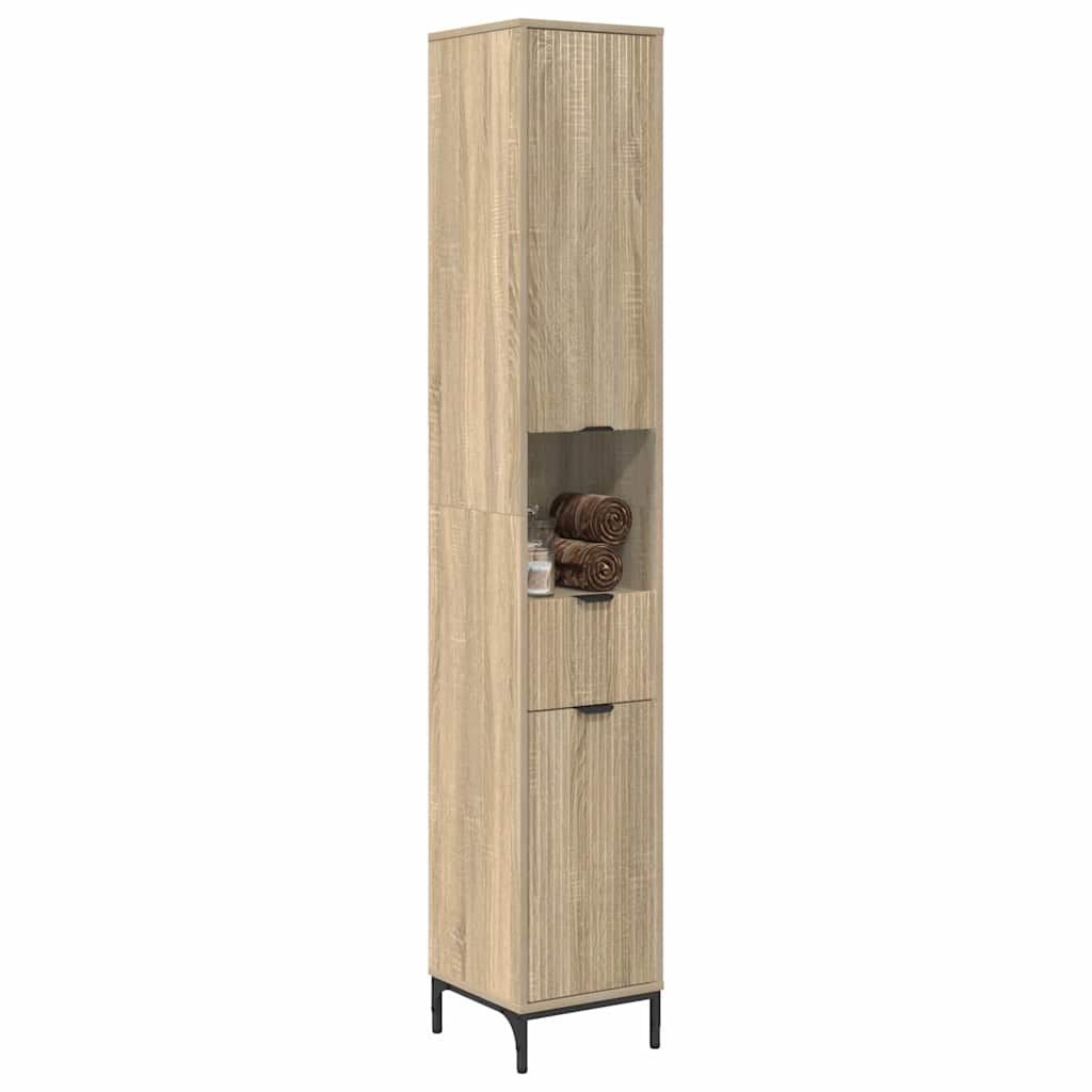 Badezimmerschrank mit Speicher Sonoma-Eiche 31,5 x 33 x 190 cm