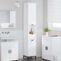 Badezimmerschrank mit Tür Hochglanz Weiß 31,5 x 33 x 190 cm
