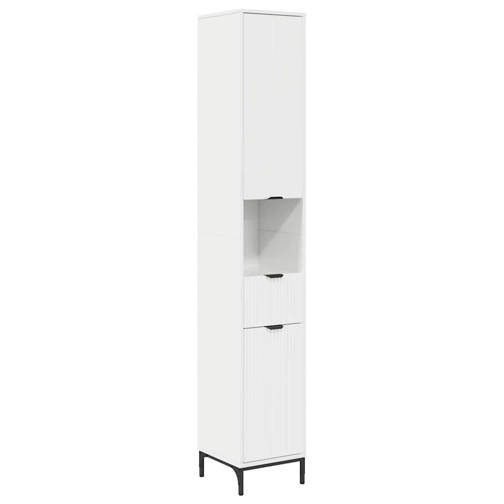 Badezimmerschrank mit Tür Hochglanz Weiß 31,5 x 33 x 190 cm