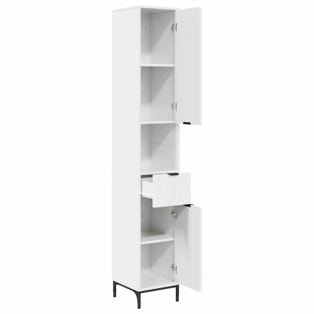 Badezimmerschrank mit Tür Hochglanz Weiß 31,5 x 33 x 190 cm