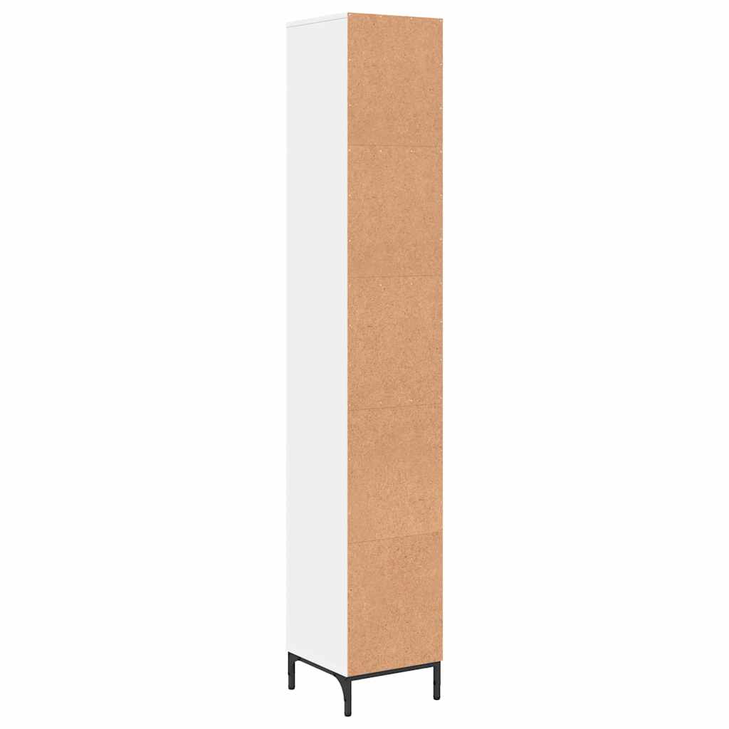 Badezimmerschrank mit Tür Hochglanz Weiß 31,5 x 33 x 190 cm