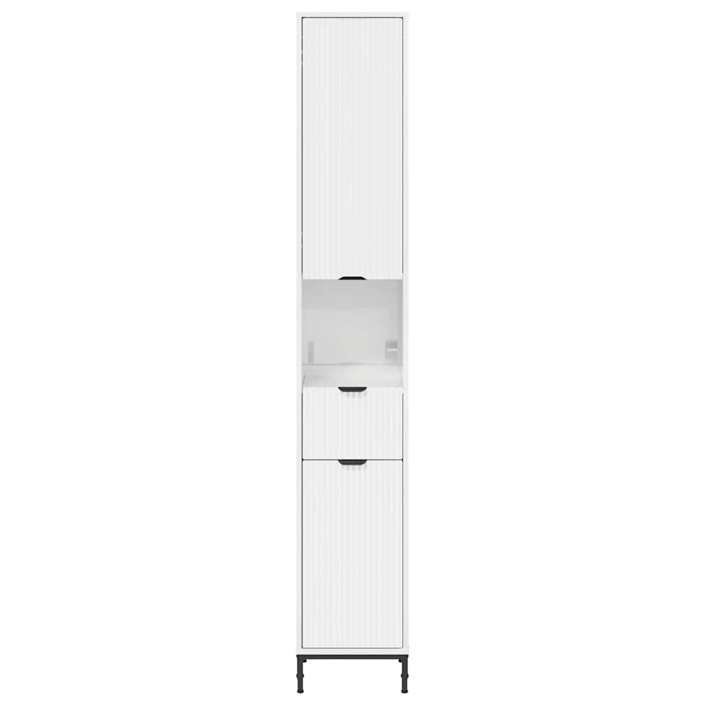 Badezimmerschrank mit Tür Hochglanz Weiß 31,5 x 33 x 190 cm
