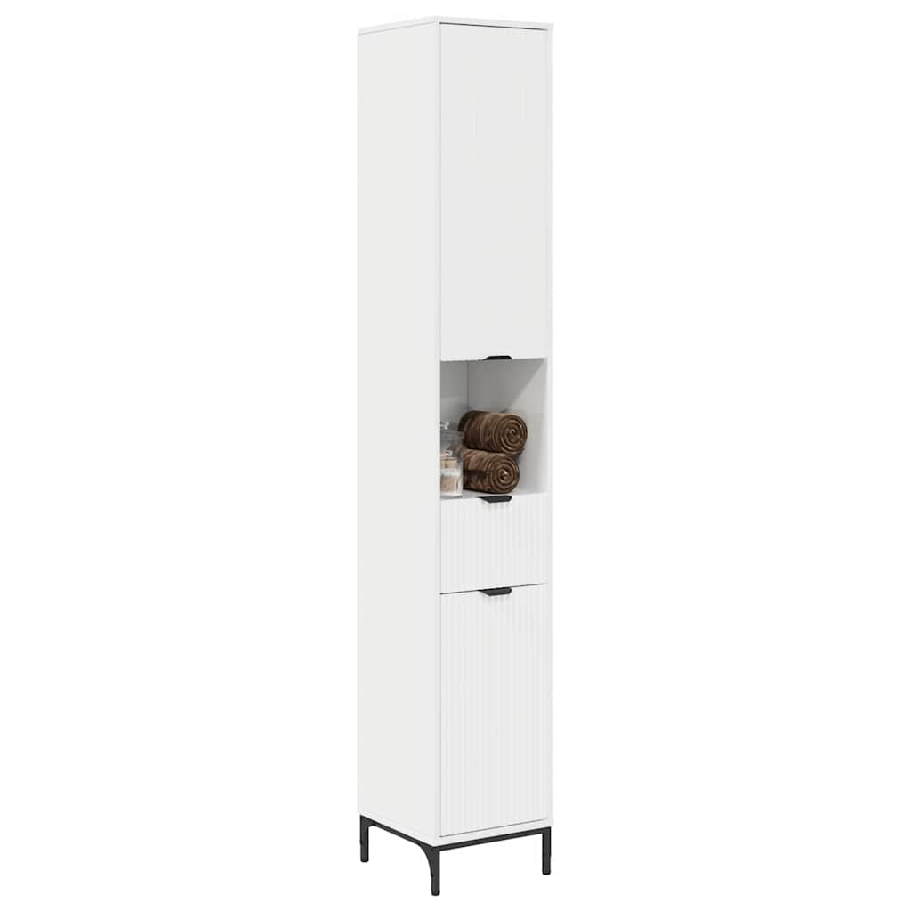 Badezimmerschrank mit Tür Hochglanz Weiß 31,5 x 33 x 190 cm