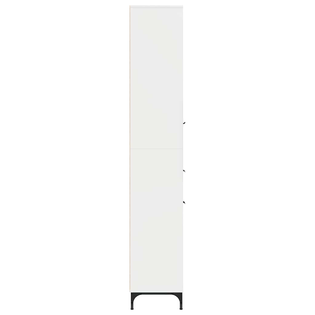 Badezimmerschrank mit Tür Hochglanz Weiß 31,5 x 33 x 190 cm