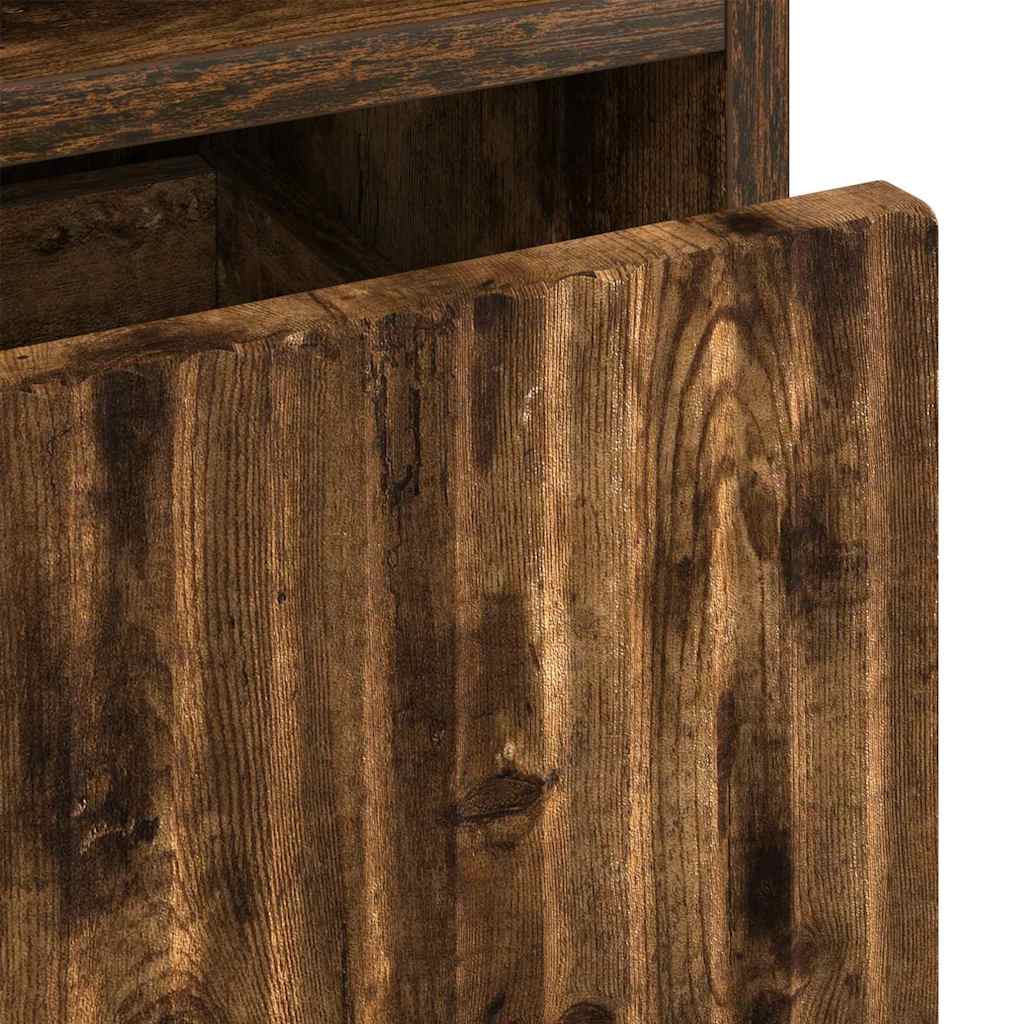 Badezimmerschrank mit Tür Geräucherte Eiche 31,5 x 33 x 190 cm