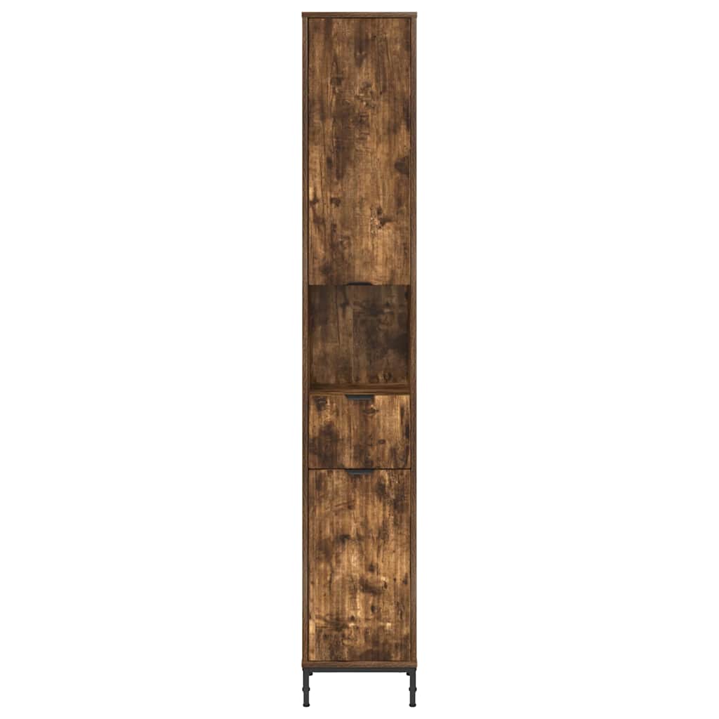 Badezimmerschrank mit Tür Geräucherte Eiche 31,5 x 33 x 190 cm