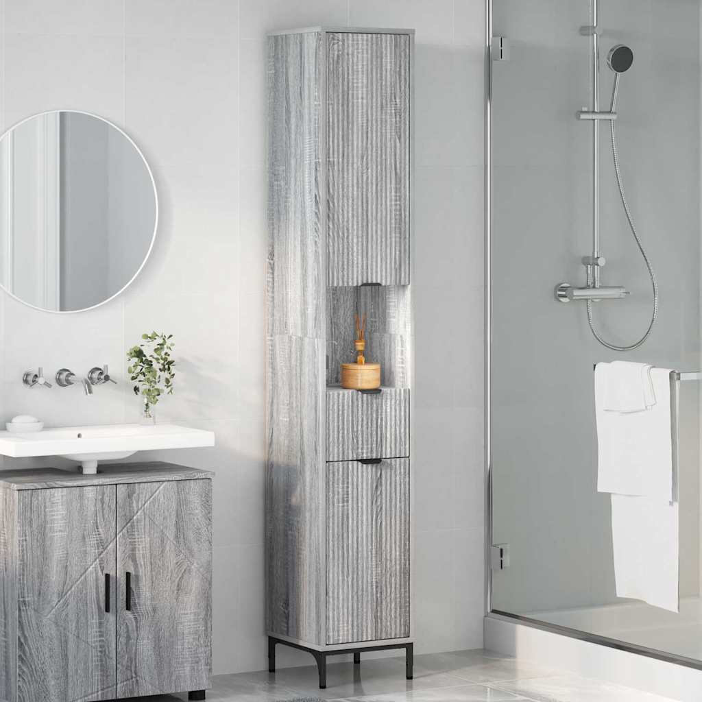 Badezimmerschrank mit Speicher Graues Sonoma 31,5 x 33 x 190 cm