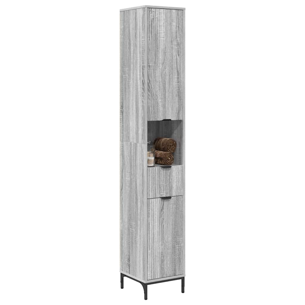 Badezimmerschrank mit Speicher Graues Sonoma 31,5 x 33 x 190 cm
