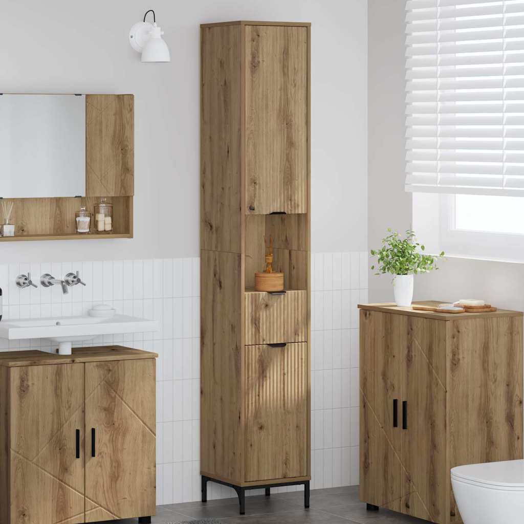 Badezimmerschrank mit Speicher Artisan-Eiche 31,5 x 33 x 190 cm