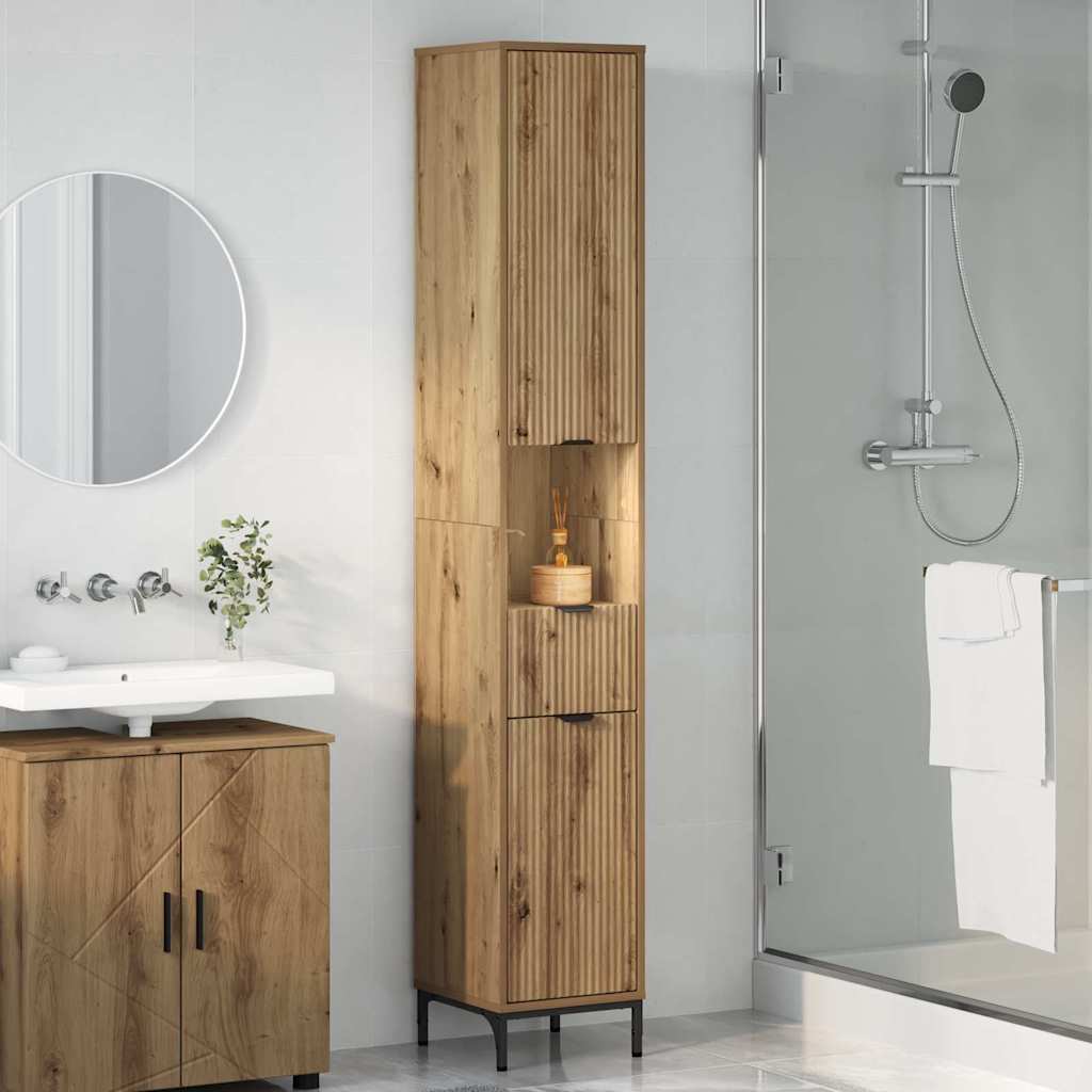 Badezimmerschrank mit Speicher Artisan-Eiche 31,5 x 33 x 190 cm