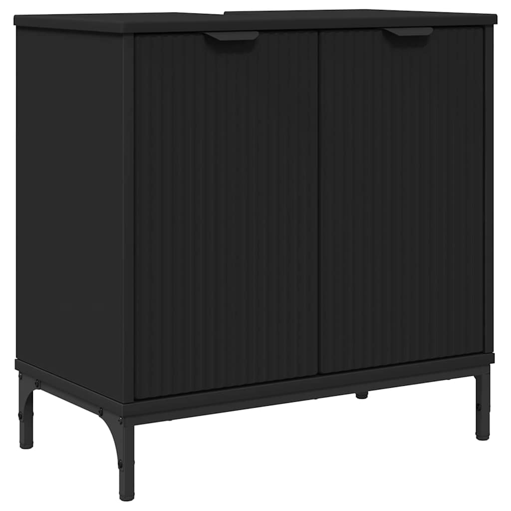 Waschbeckenschrank Schwarz 60,5 x 33,5 x 61 cm Holzwerkstoff