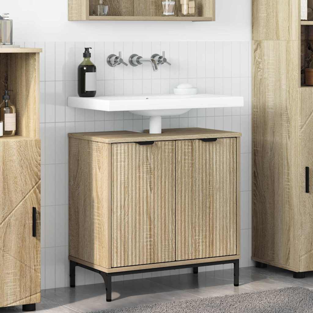 Waschbeckenschrank mit Tür Sonoma-Eiche 60,5 x 33,5 x 61 cm