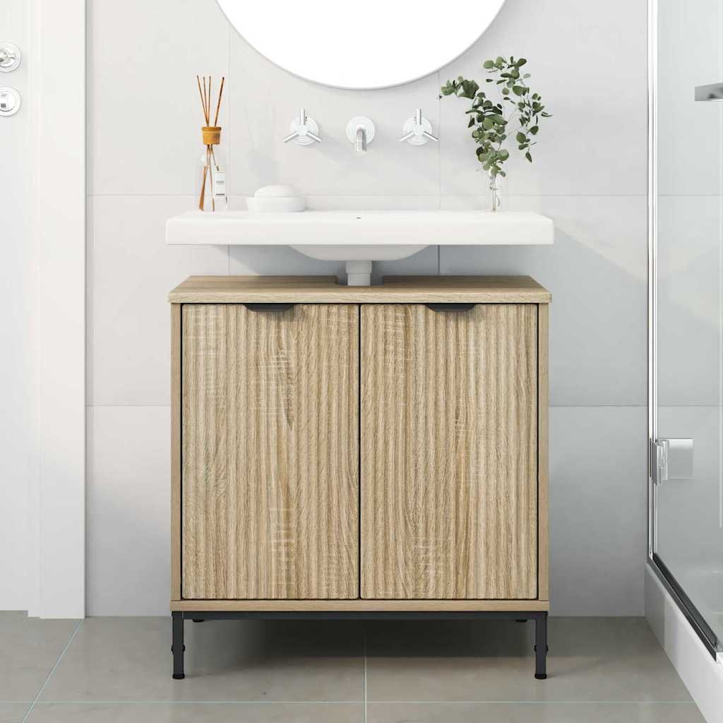 Waschbeckenschrank mit Tür Sonoma-Eiche 60,5 x 33,5 x 61 cm