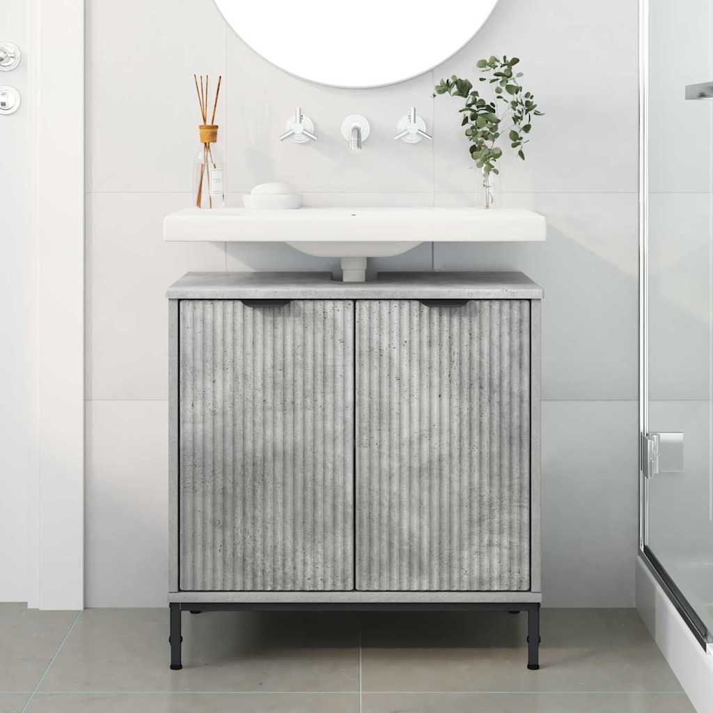 Waschbeckenschrank Beton Grau 60,5 x 33,5 x 61 cm Holzwerkstoff
