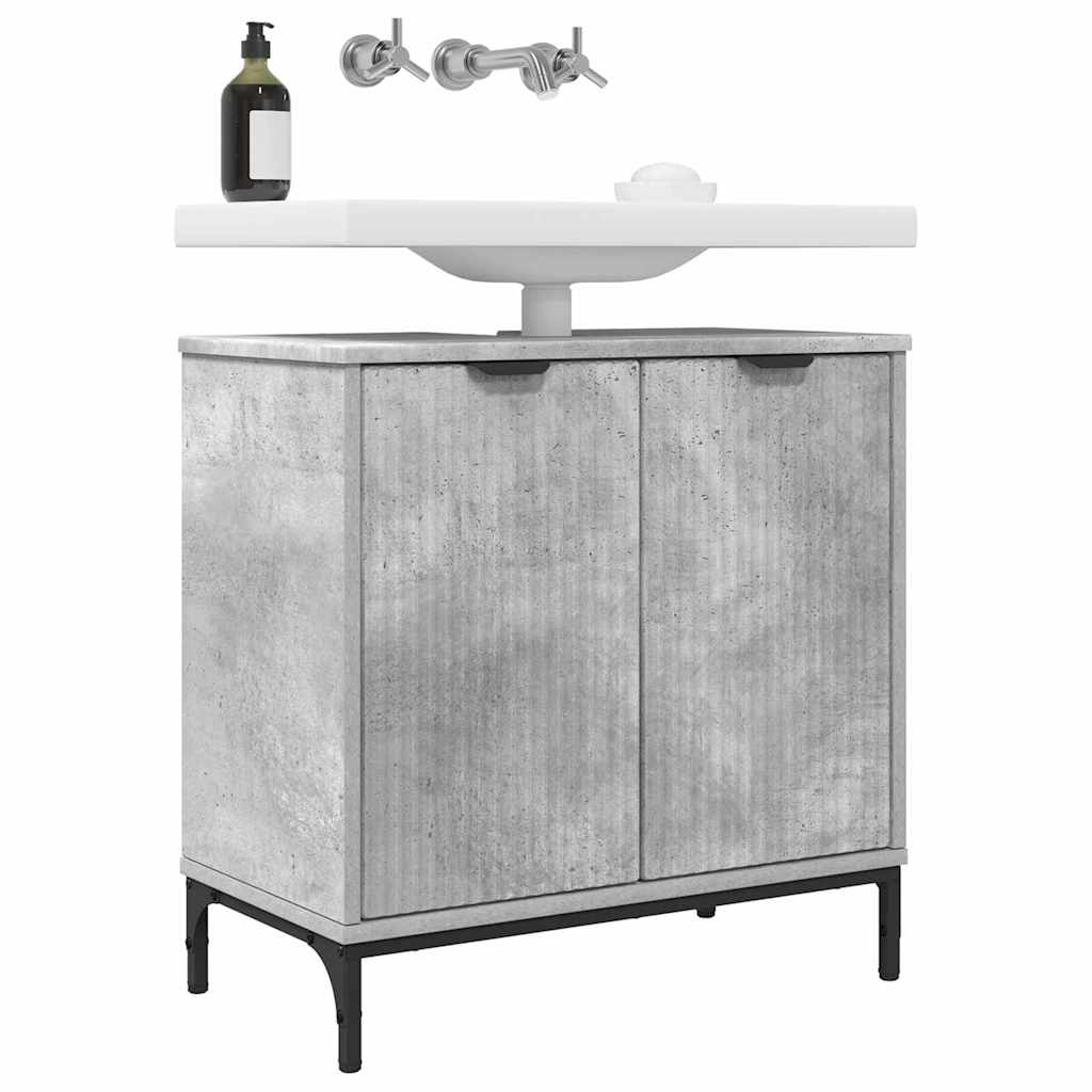Waschbeckenschrank Beton Grau 60,5 x 33,5 x 61 cm Holzwerkstoff