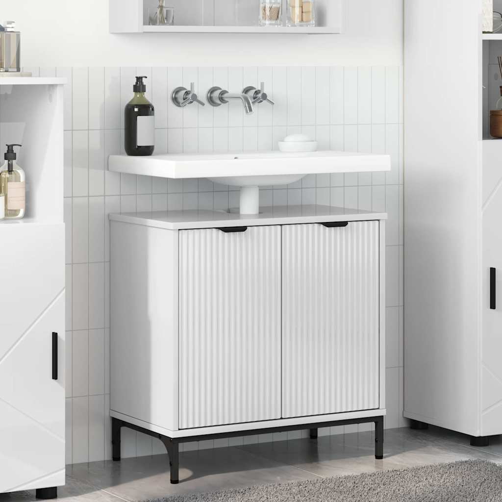 Badezimmer Waschbecken Schrank mit Speicher Hochglanz-Weiß