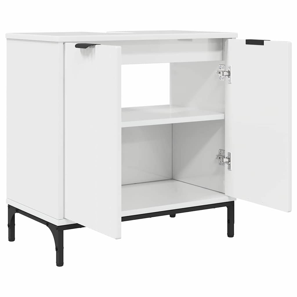 Badezimmer Waschbecken Schrank mit Speicher Hochglanz-Weiß