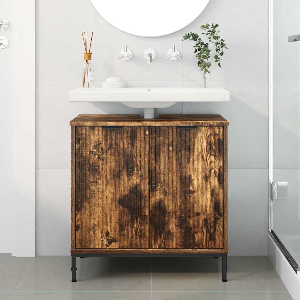 Waschbeckenschrank Geräucherte Eiche 60,5 x 33,5 x 61 cm