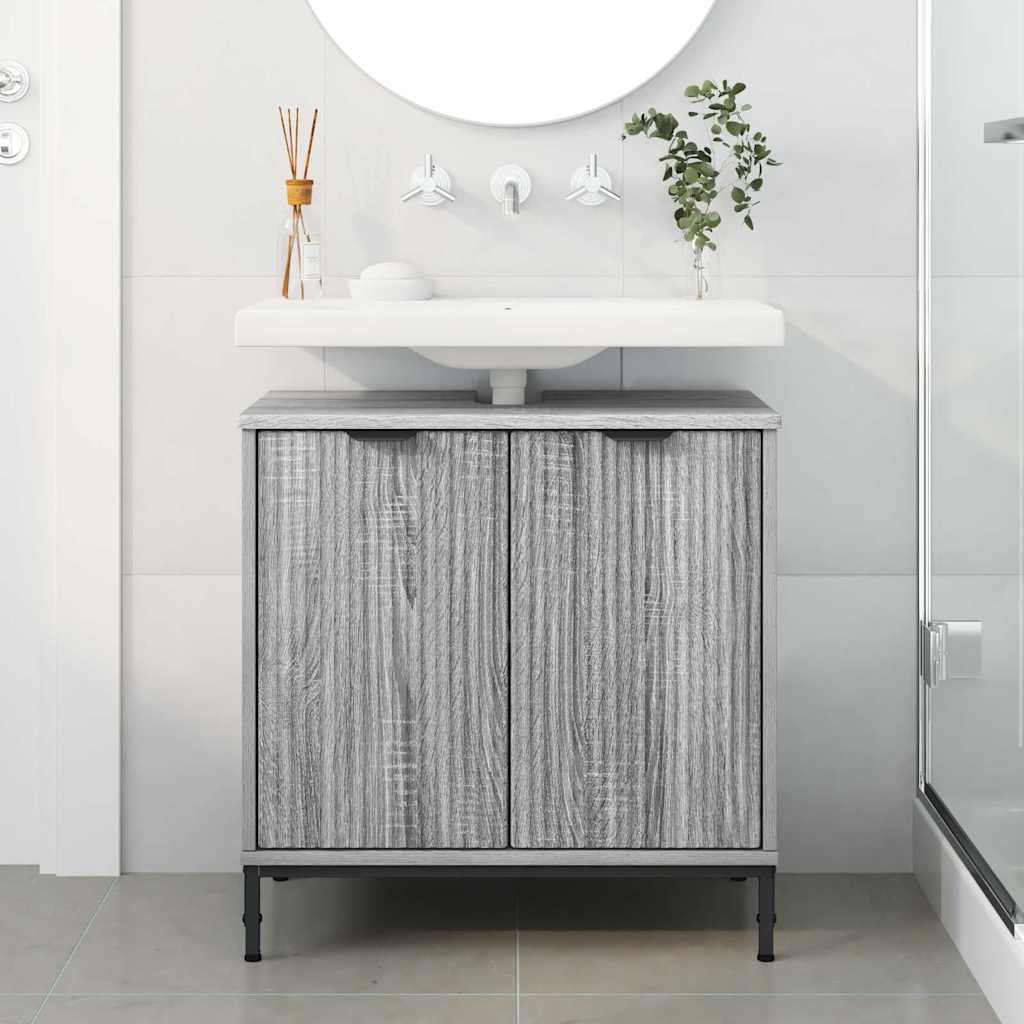 Waschbeckenschrank mit Tür Graues Sonoma 60,5 x 33,5 x 61 cm