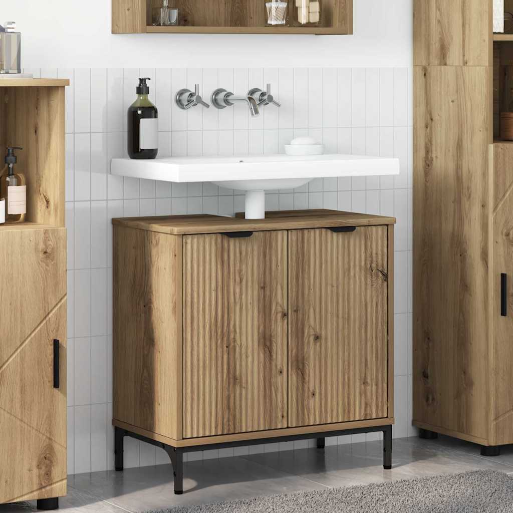 Waschbeckenschrank mit Tür Artisan-Eiche 60,5 x 33,5 x 61 cm