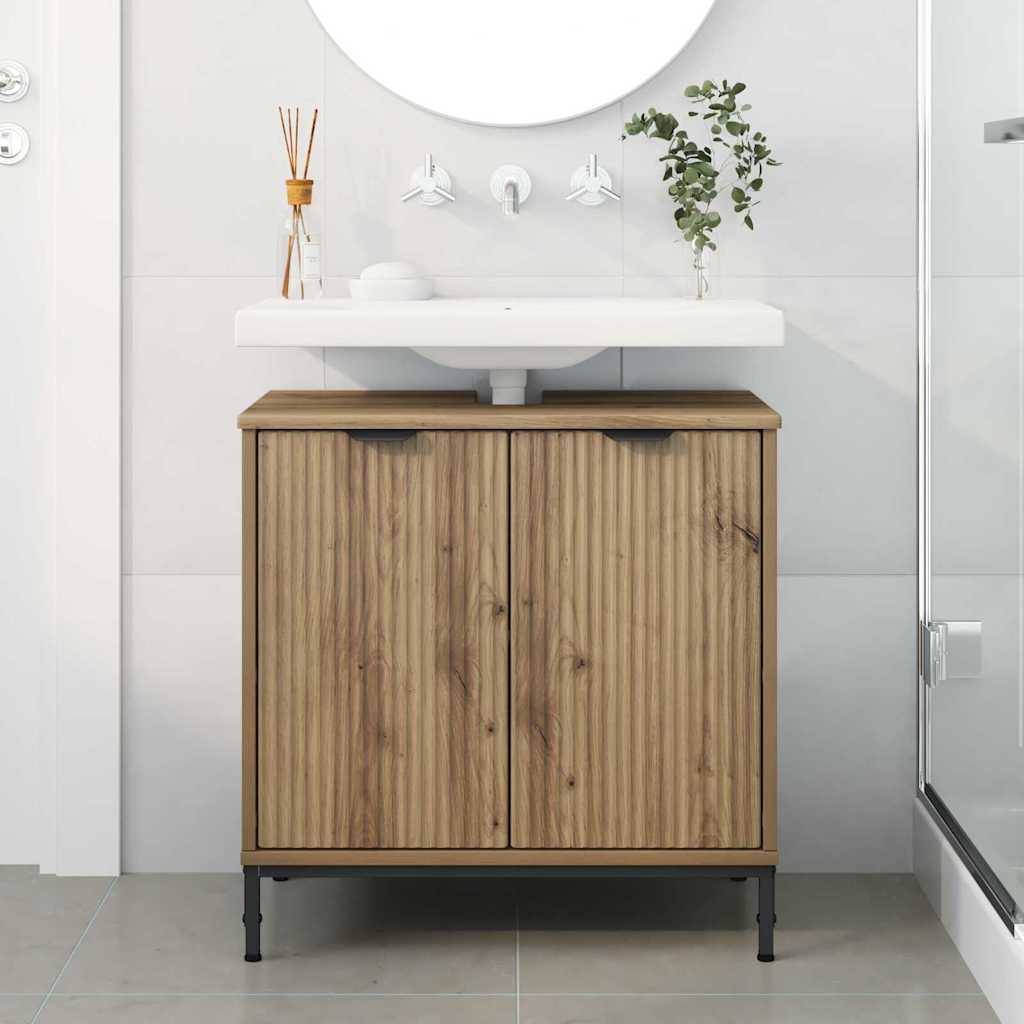 Waschbeckenschrank mit Tür Artisan-Eiche 60,5 x 33,5 x 61 cm