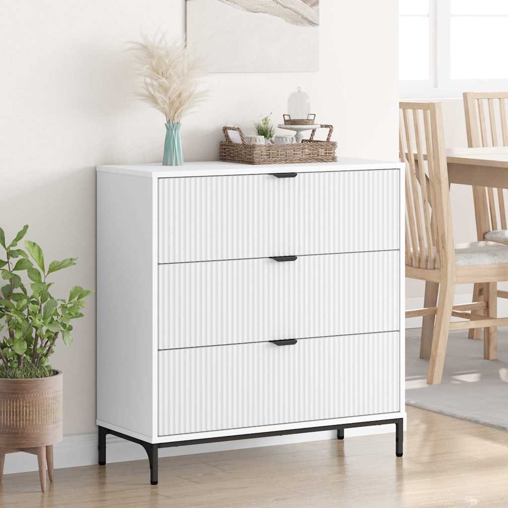 Sideboard mit Schubladen Weiß 79,5 x 33 x 82 cm Holzwerkstoff