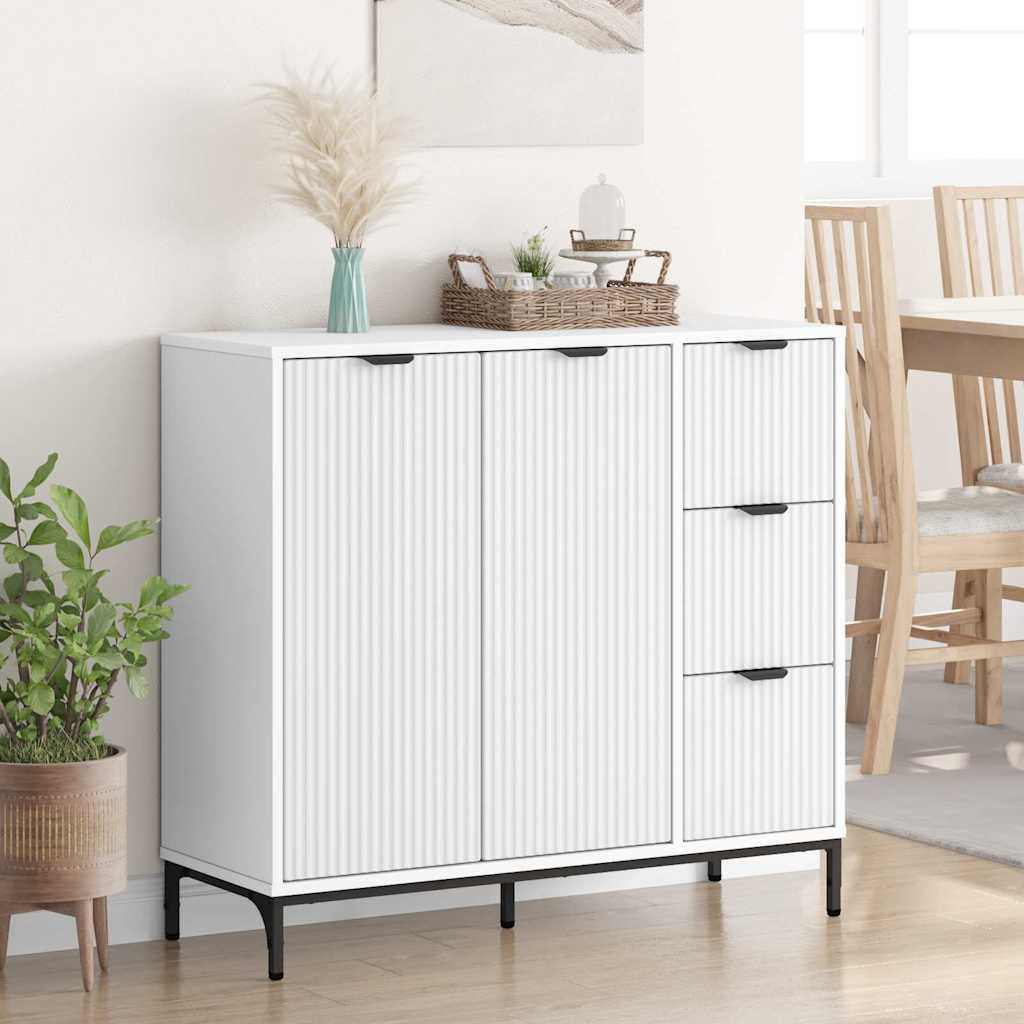Sideboard mit Schubladen Weiß 89,5 x 33 x 82 cm Holzwerkstoff
